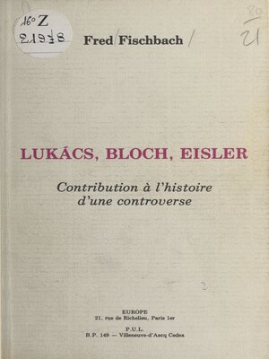 cover image of Lukacs, Bloch, Eisler